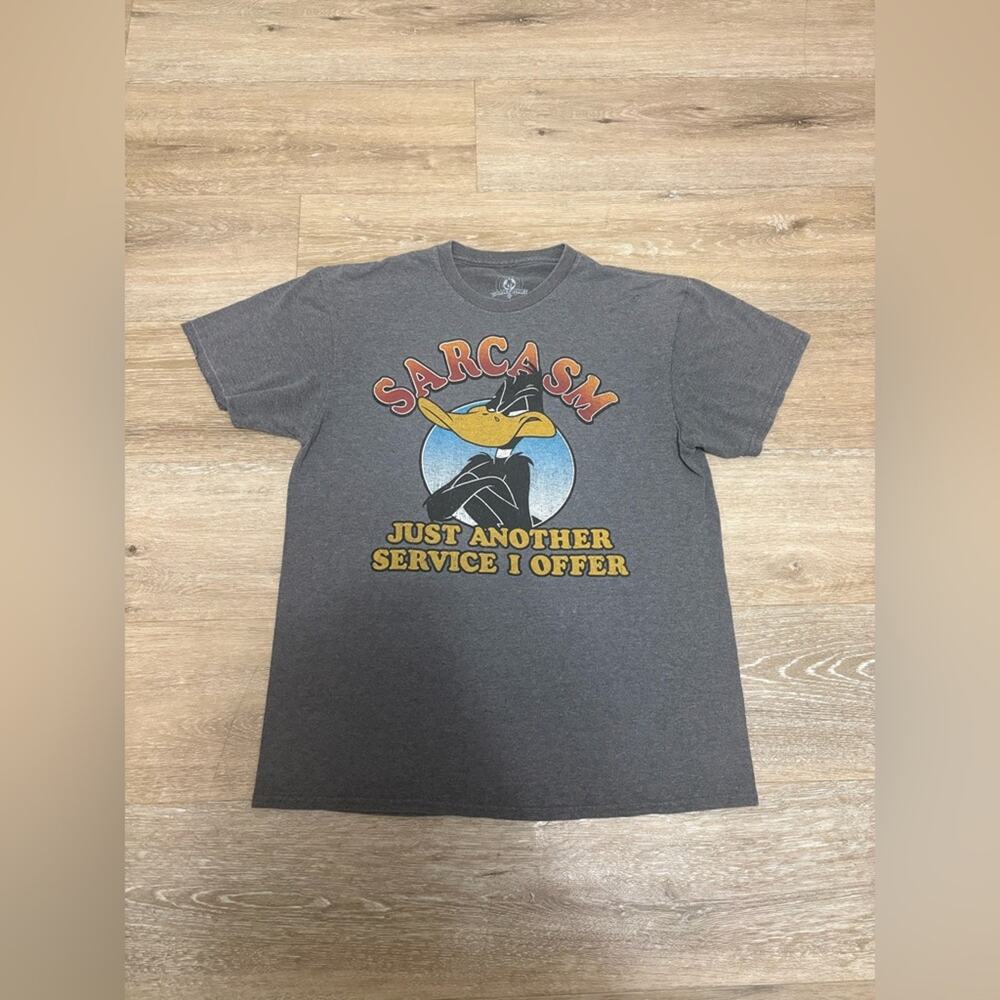 Looney Tunes Daffy Duck Sarcasm Graphic Tee Just Another Service I Offer Medium